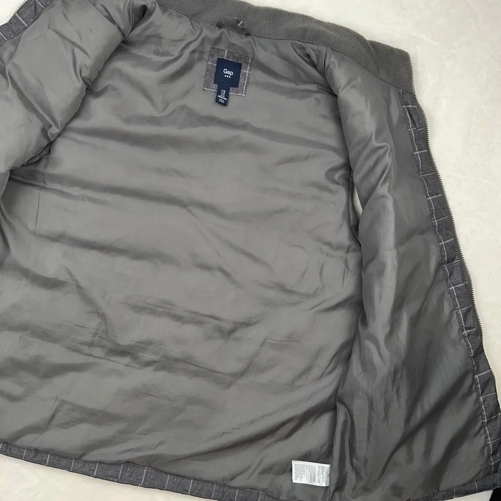 GAP Puffer Vest Full Zip Men's XL Quilted Lined‎ Sleeveless Outerwear Gray Grid